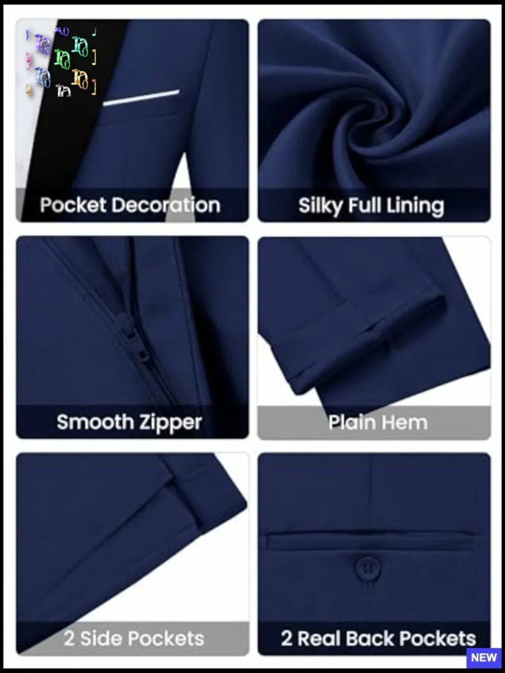 Slim Fit Two Piece Suit Set Blazer Pants Tuxedo Formal Business Wedding Prom